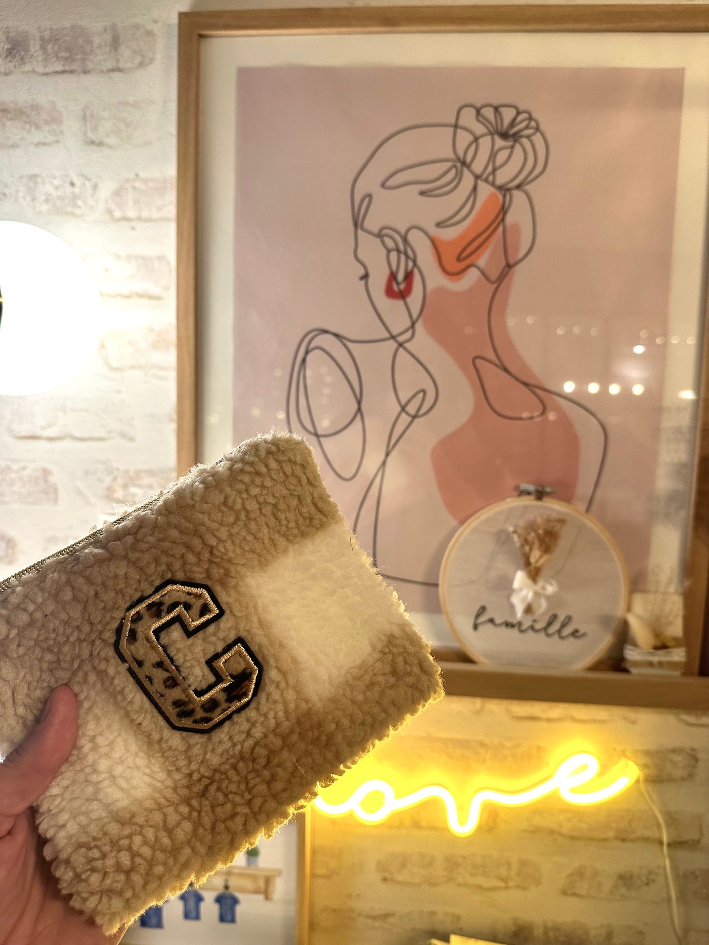 Pochette lainage a carreaux avec initiale (sur commande)