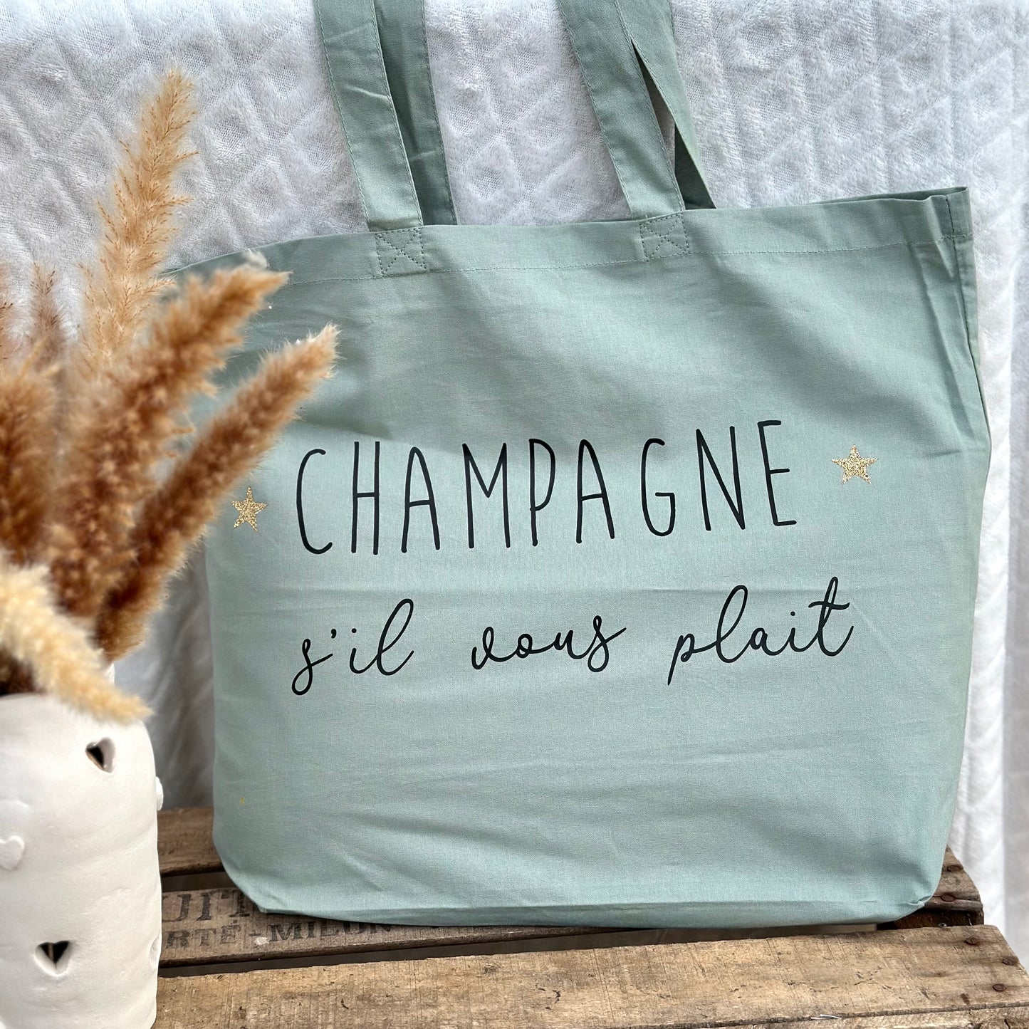 Maxi sac shopping "Champagne s'il vous plait "