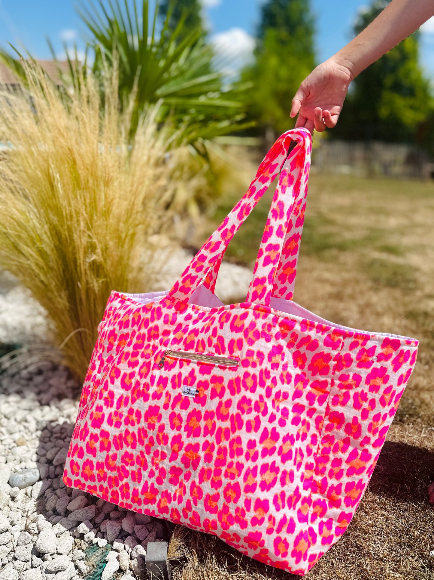 Maxi cabas Leopard fluo
