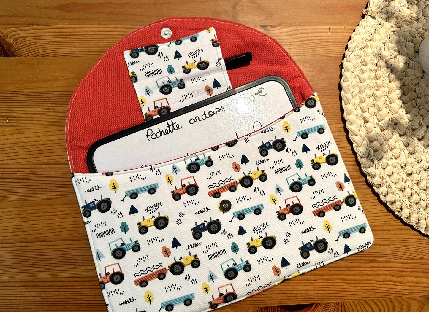 Pochette à ardoise personnalisée - Tracteur
