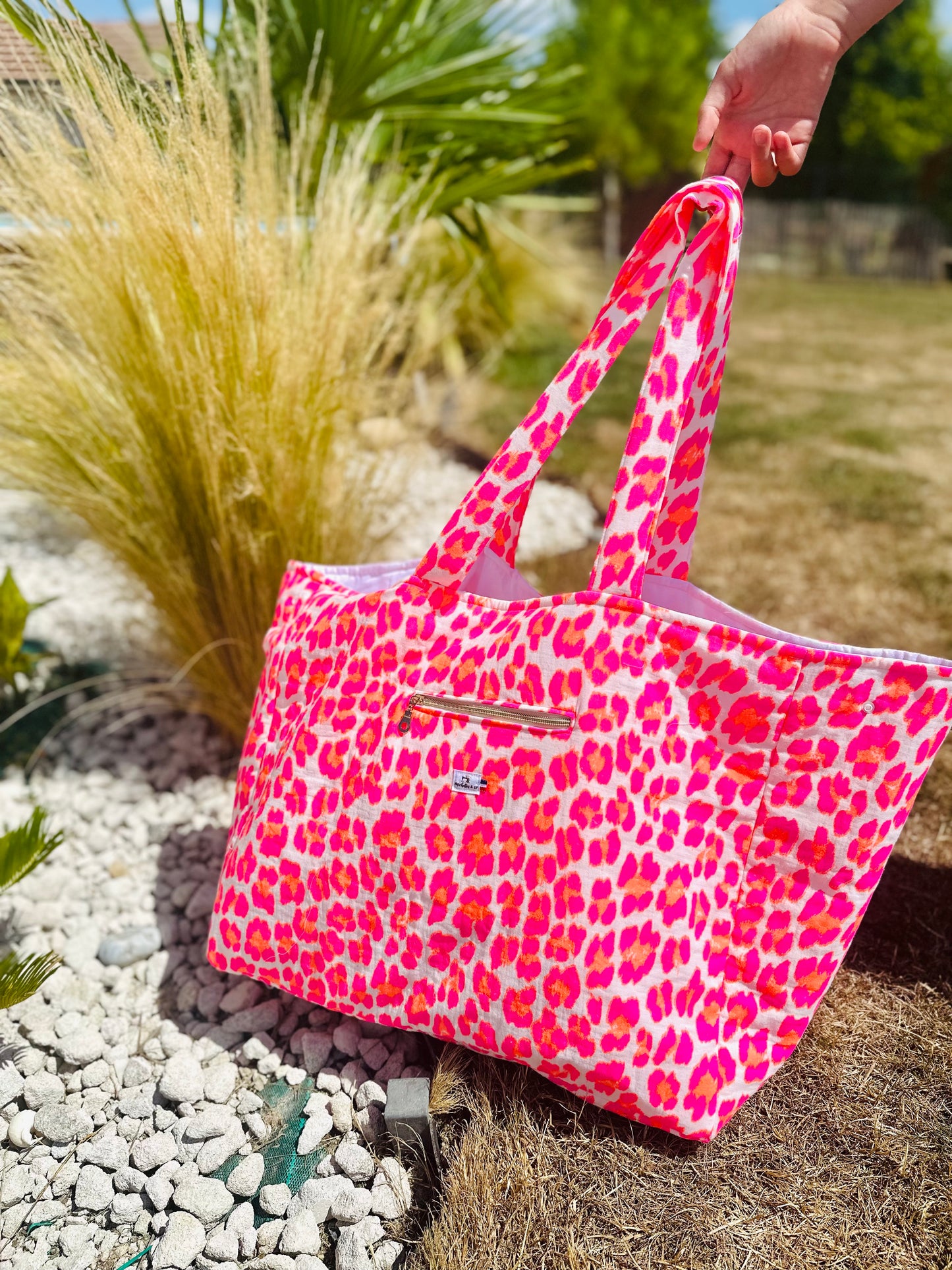 Maxi cabas Leopard fluo