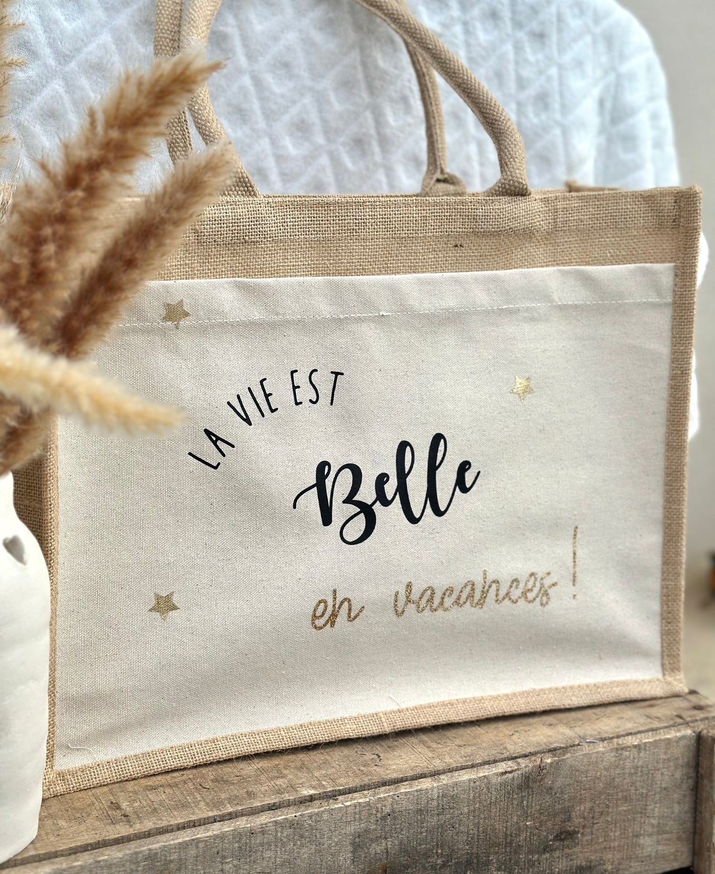 Sac cabas de plage / course - La vie est belle