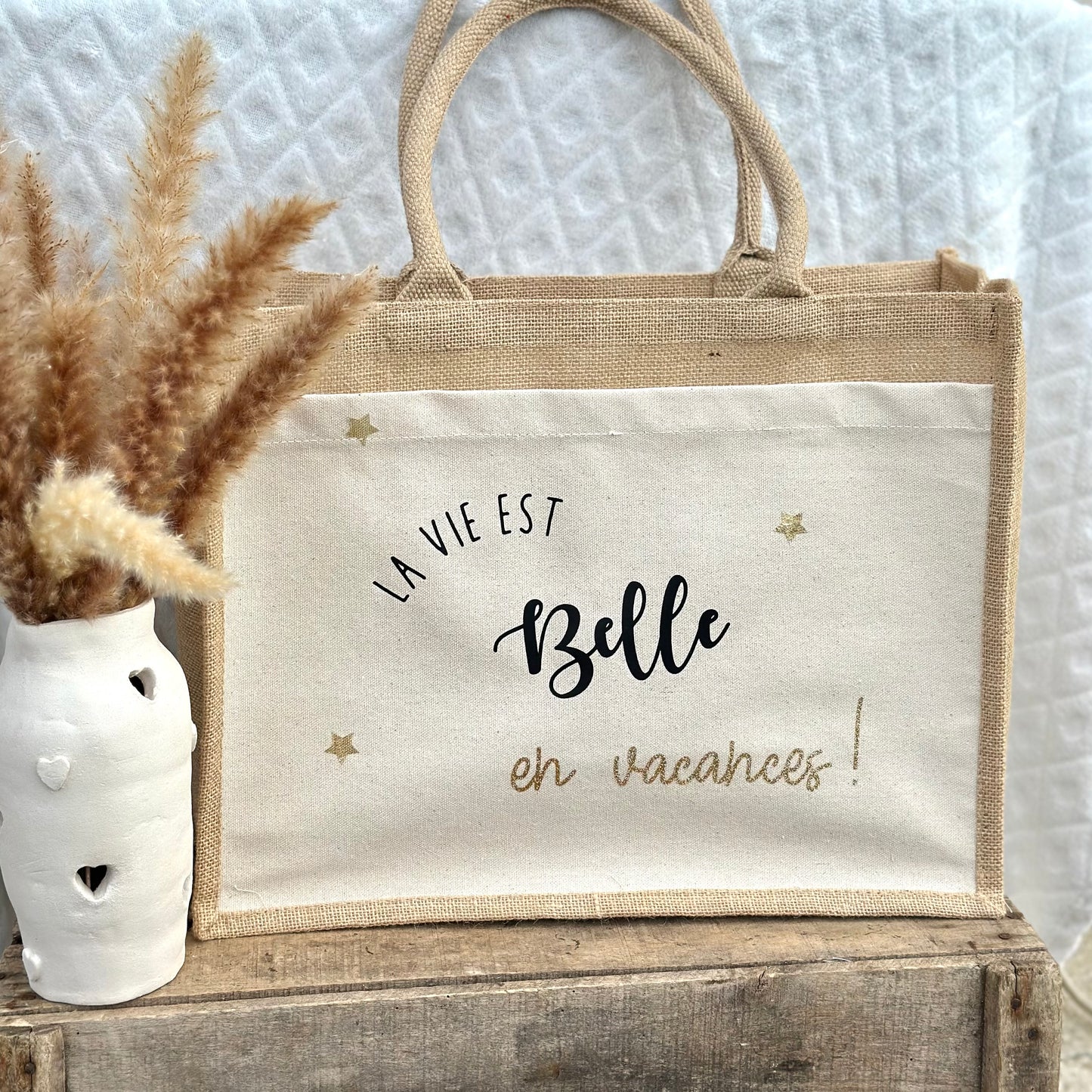 Sac cabas de plage / course - La vie est belle
