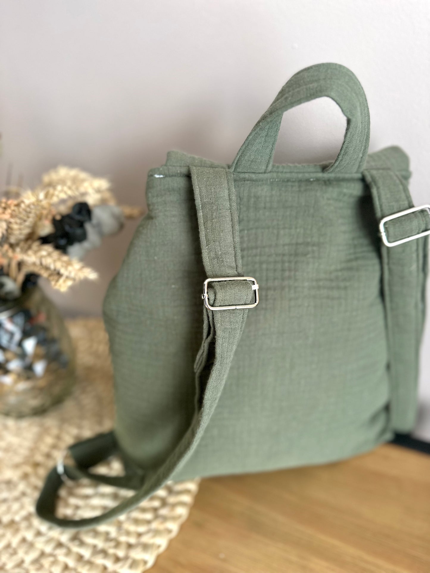 Sac Gabin - Sac à dos maternelle en gaze de coton brodé à la main