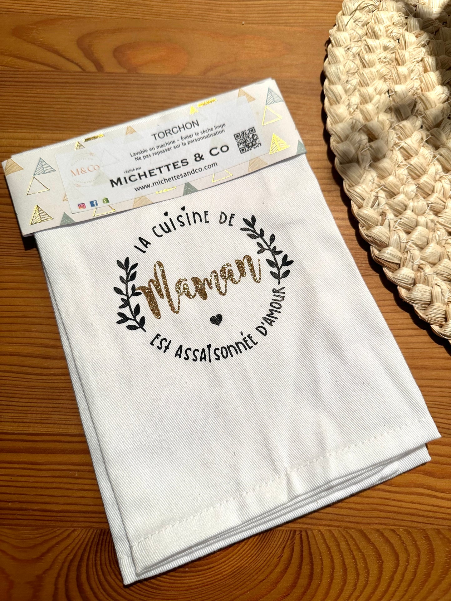 Torchon personnalisé blanc - idée cadeau