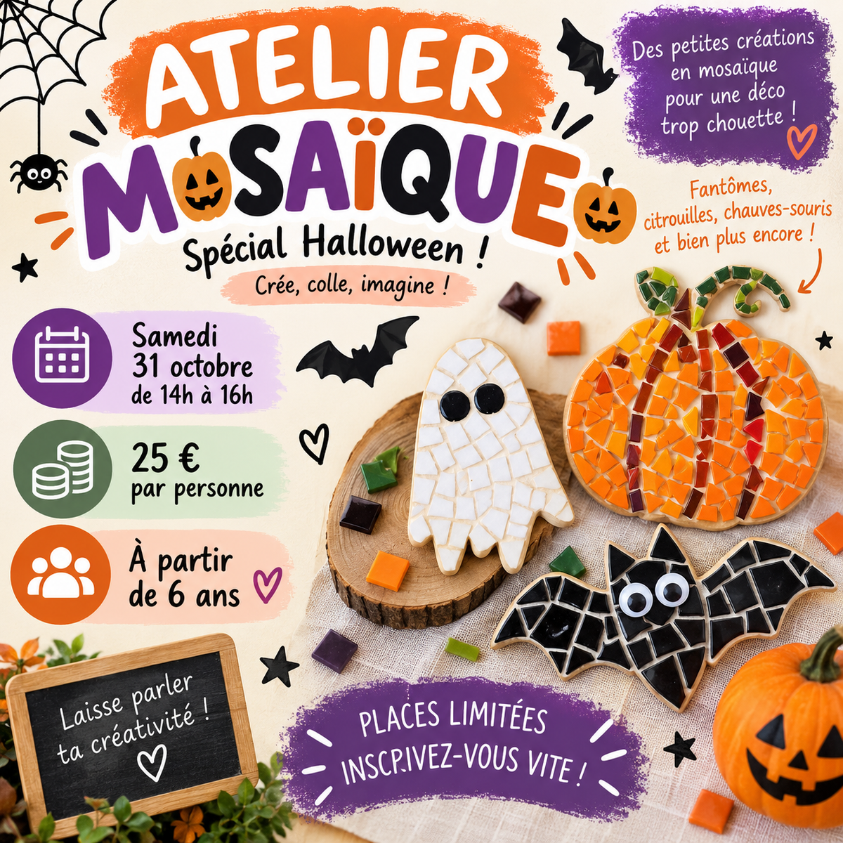 Atelier Mosaïque ENFANT par Michettes and co - Samedi 31 Octobre - 14h-16h