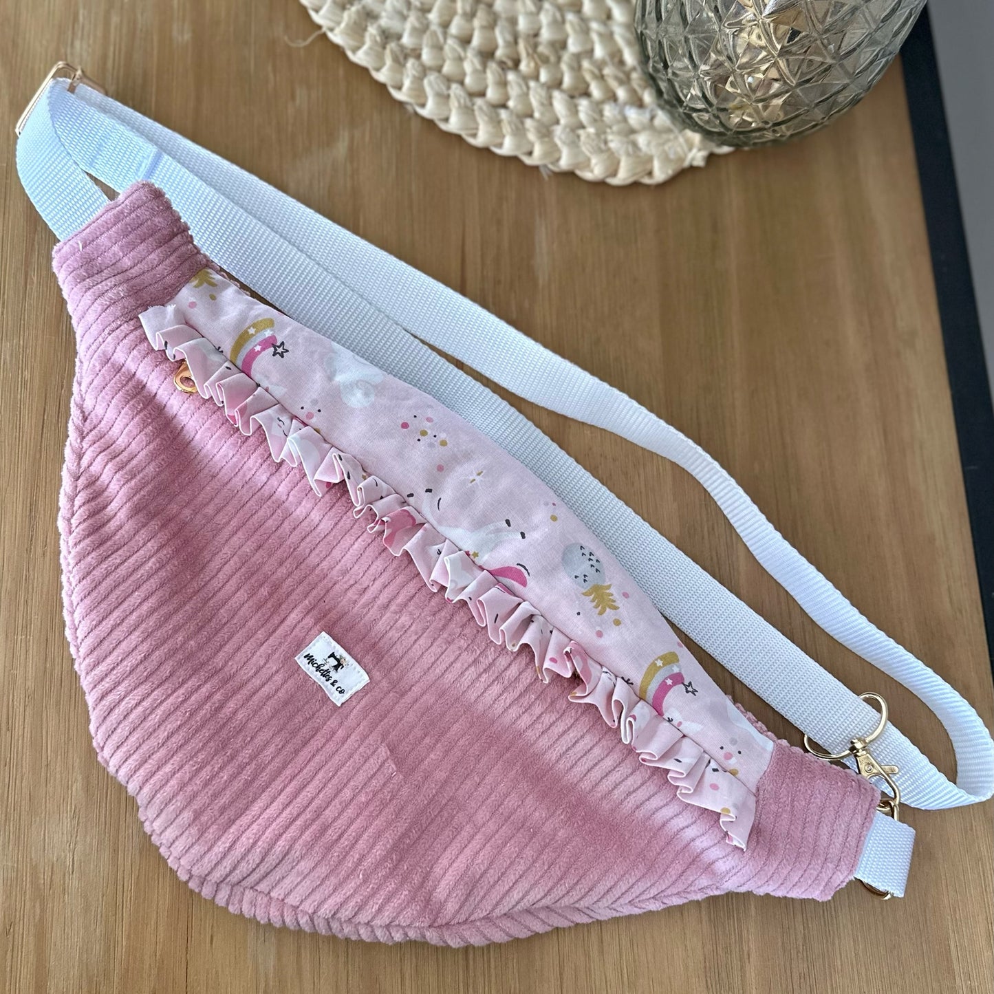 Banane à volant en velours côtelé - (à personnaliser sur commande)