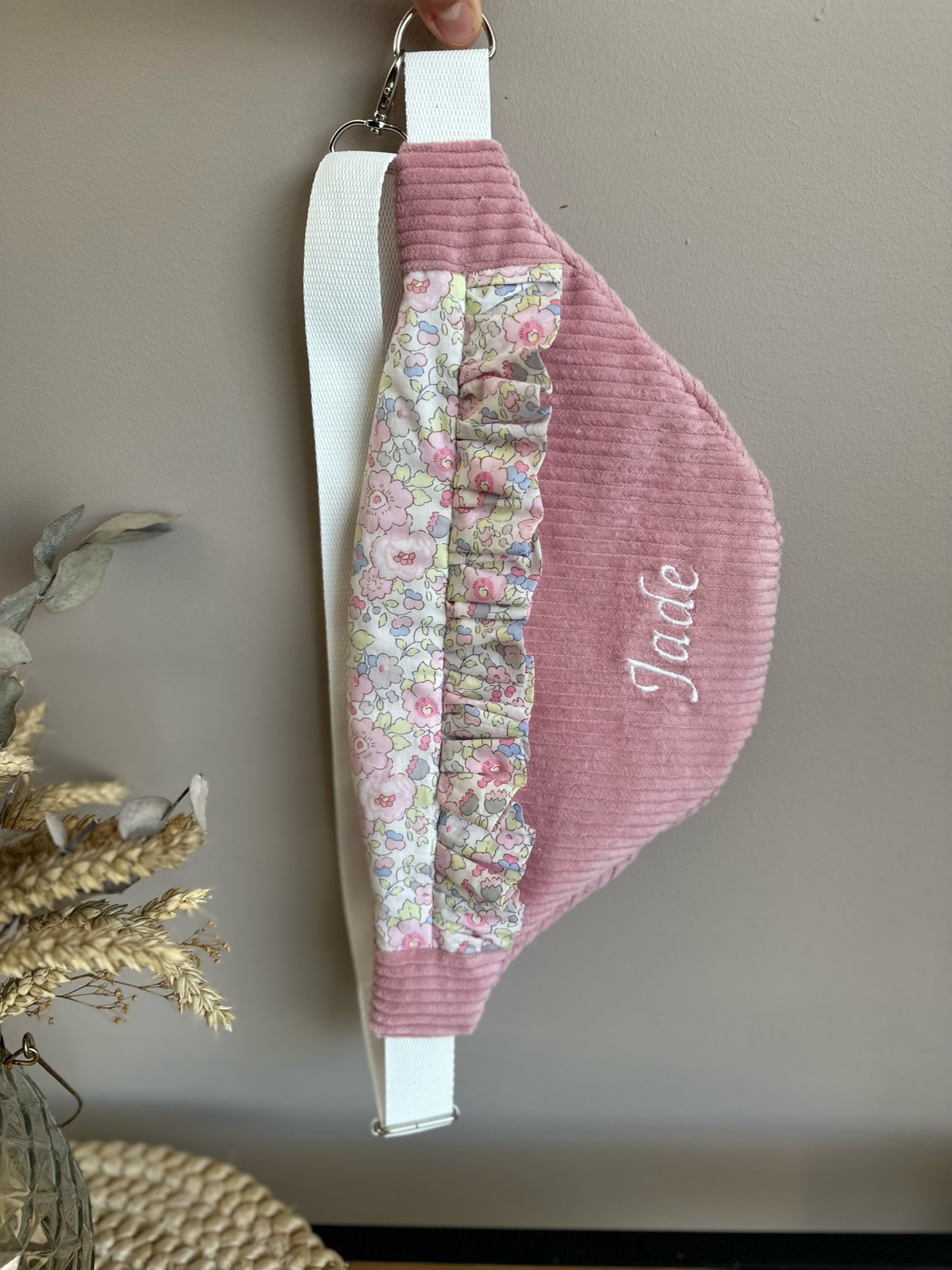 Banane à volant en velours côtelé - (à personnaliser sur commande)