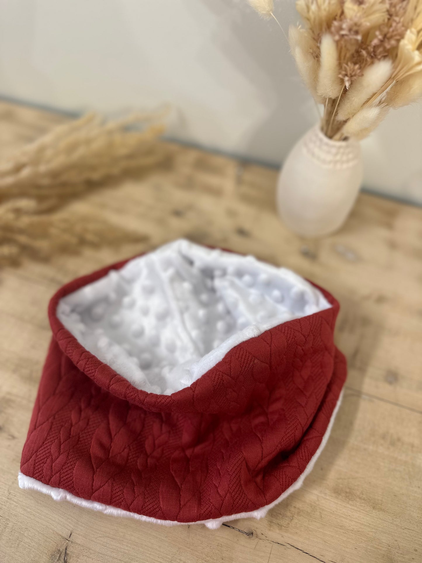 Snood / cache cou enfant effet jacquard rouge