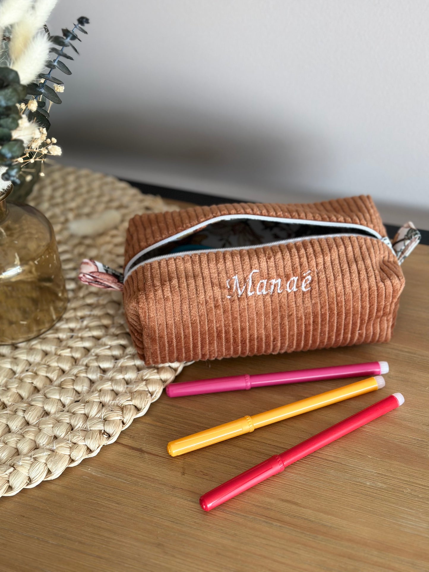 Trousse d’école brodée et personnalisée (sur commande)