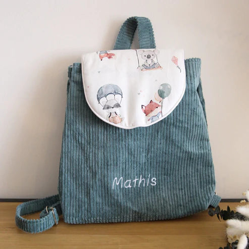 Sac à dos en velours côtelé - Sac à dos maternelle (a personnaliser sur commande)