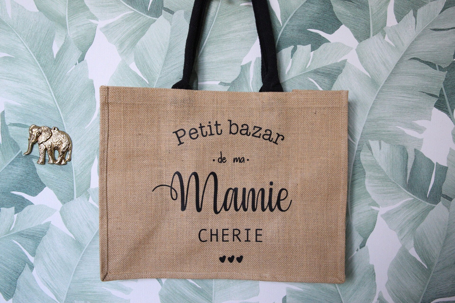 Cabas "petit bazar de Mamie Adorée " Cadeau Maman, Marraine, Tata, Nourrice, Maitresse sac personnalisé