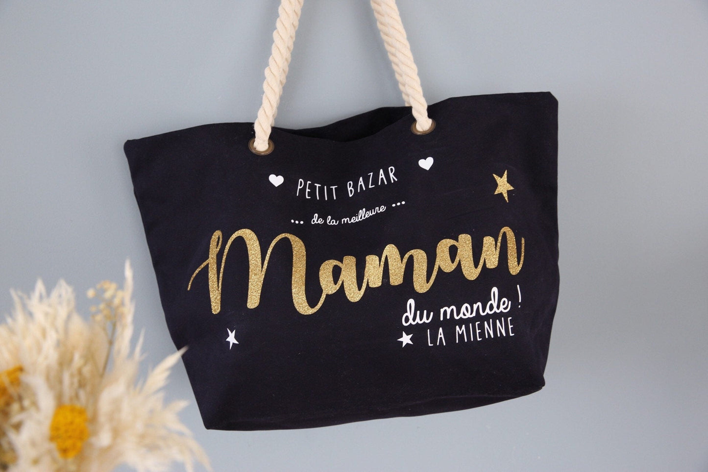 Sac de plage "Petit Bazar de maîtresse ...." ... Maman, Mamie, Nounou, tata .... Idée Cadeau