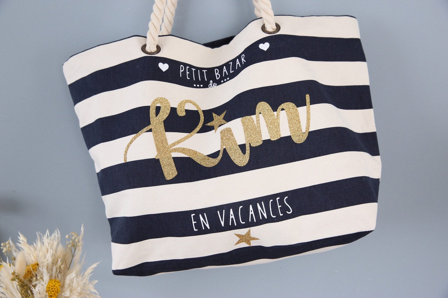 Sac de plage "Petit Bazar de maîtresse ...." ... Maman, Mamie, Nounou, tata .... Idée Cadeau
