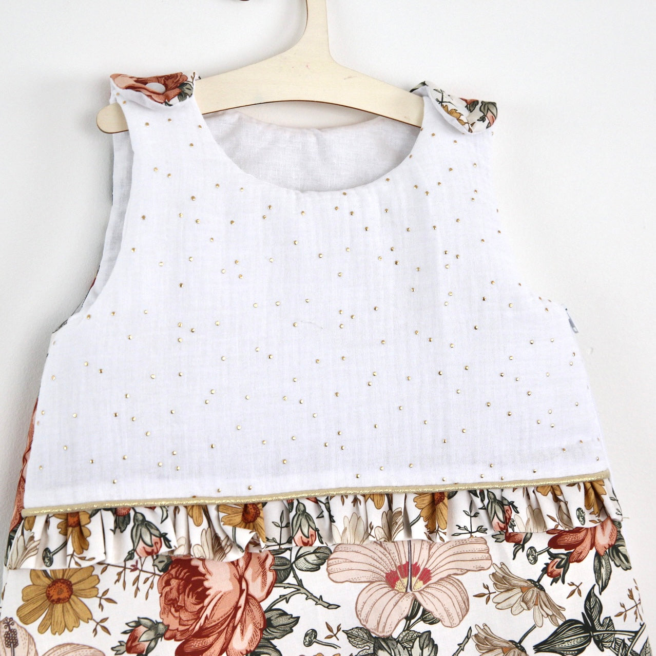 Gigoteuse fleurs vintage en gaze de coton