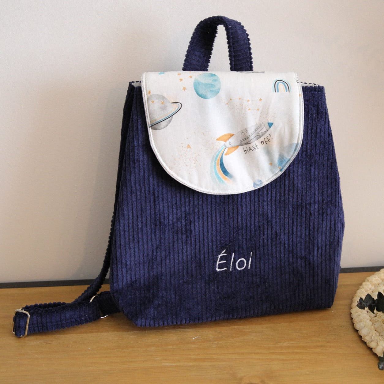 Sac à dos en velours côtelé - Sac à dos maternelle (a personnaliser sur commande)