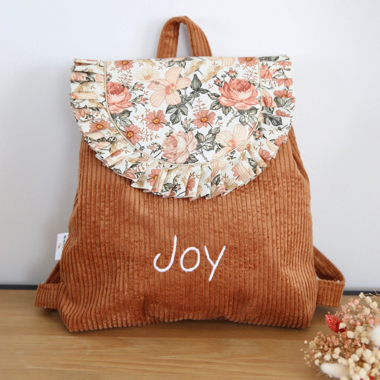 Sac Jade - Sac à dos maternelle à froufrous velours - brodé