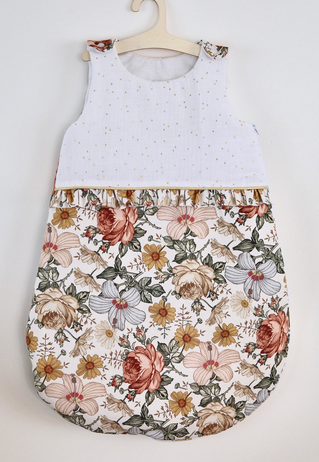 Gigoteuse fleurs vintage en gaze de coton