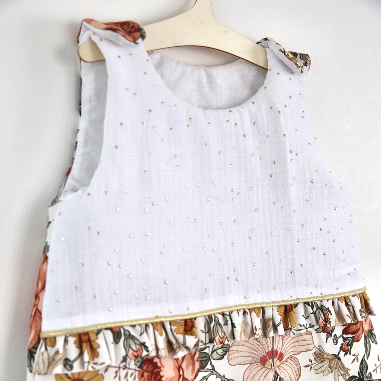 Gigoteuse fleurs vintage en gaze de coton