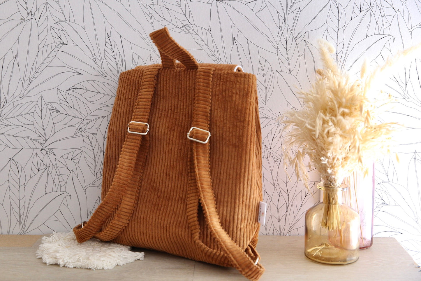 Sac à dos maternelle en velours côtelé - brodé (sur commande)