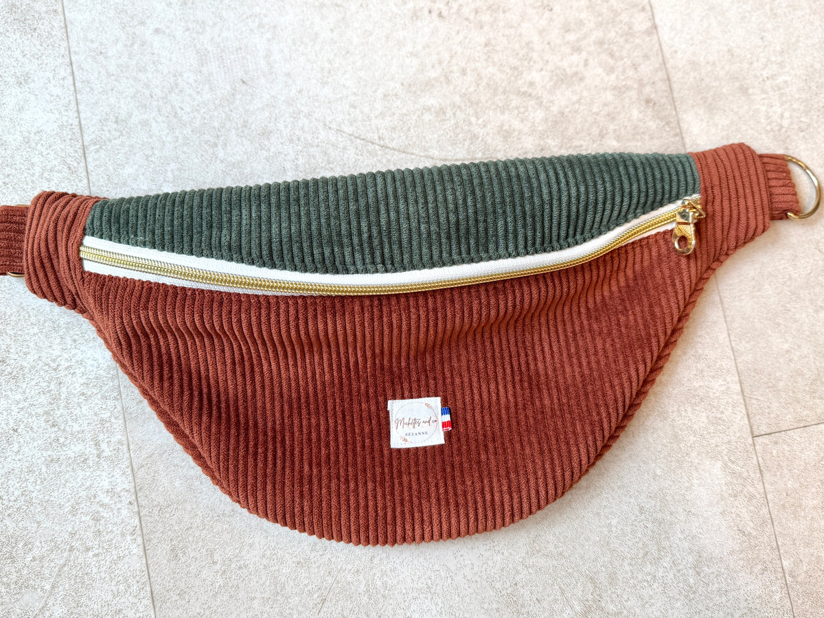 Sac Banane velours côtelé Vert par Michettes and co