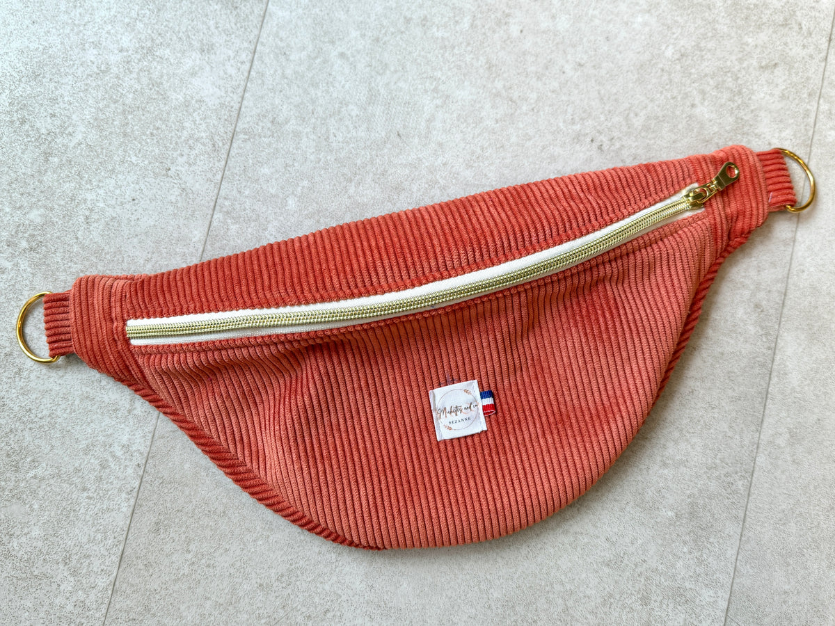 Sac Banane velours côtelé Marron / léopard par Michettes and co