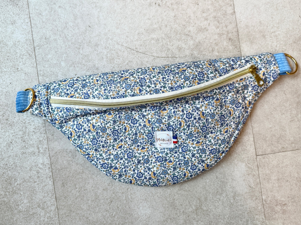 Sac Banane velours côtelé Bleu  par Michettes and co