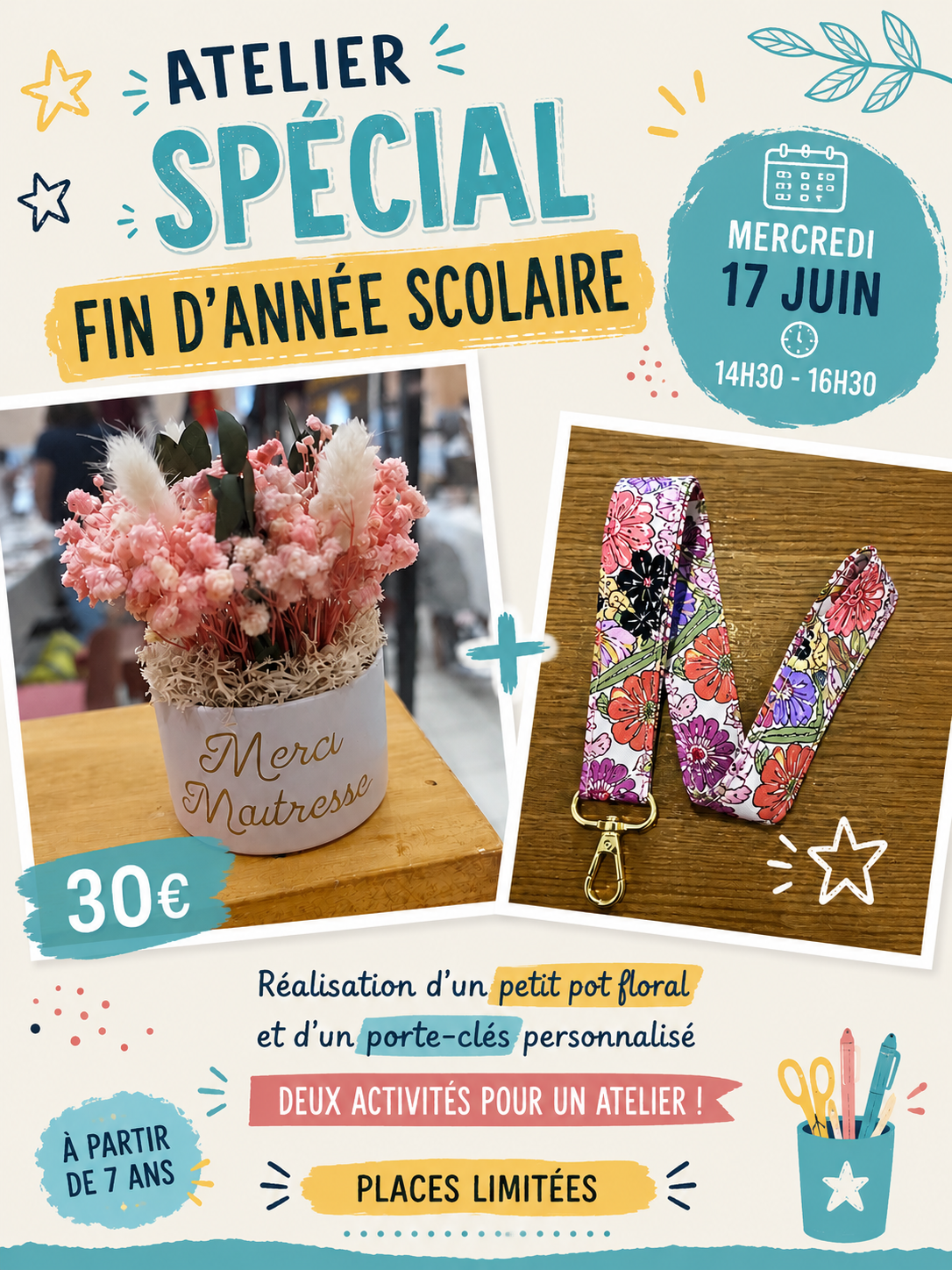 Mercredi 17 Juin - Atelier fin d'année scolaire