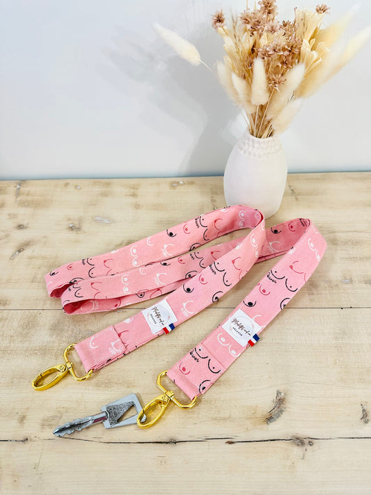 Tour de cou porte clefs - octobre rose