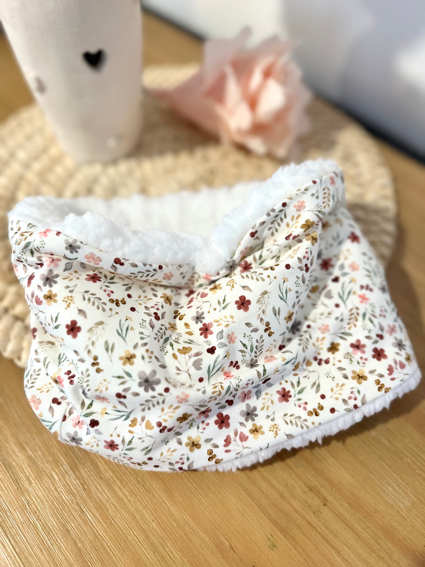 Bandana - Snood / cache cou enfant - Thème fleurs prairies