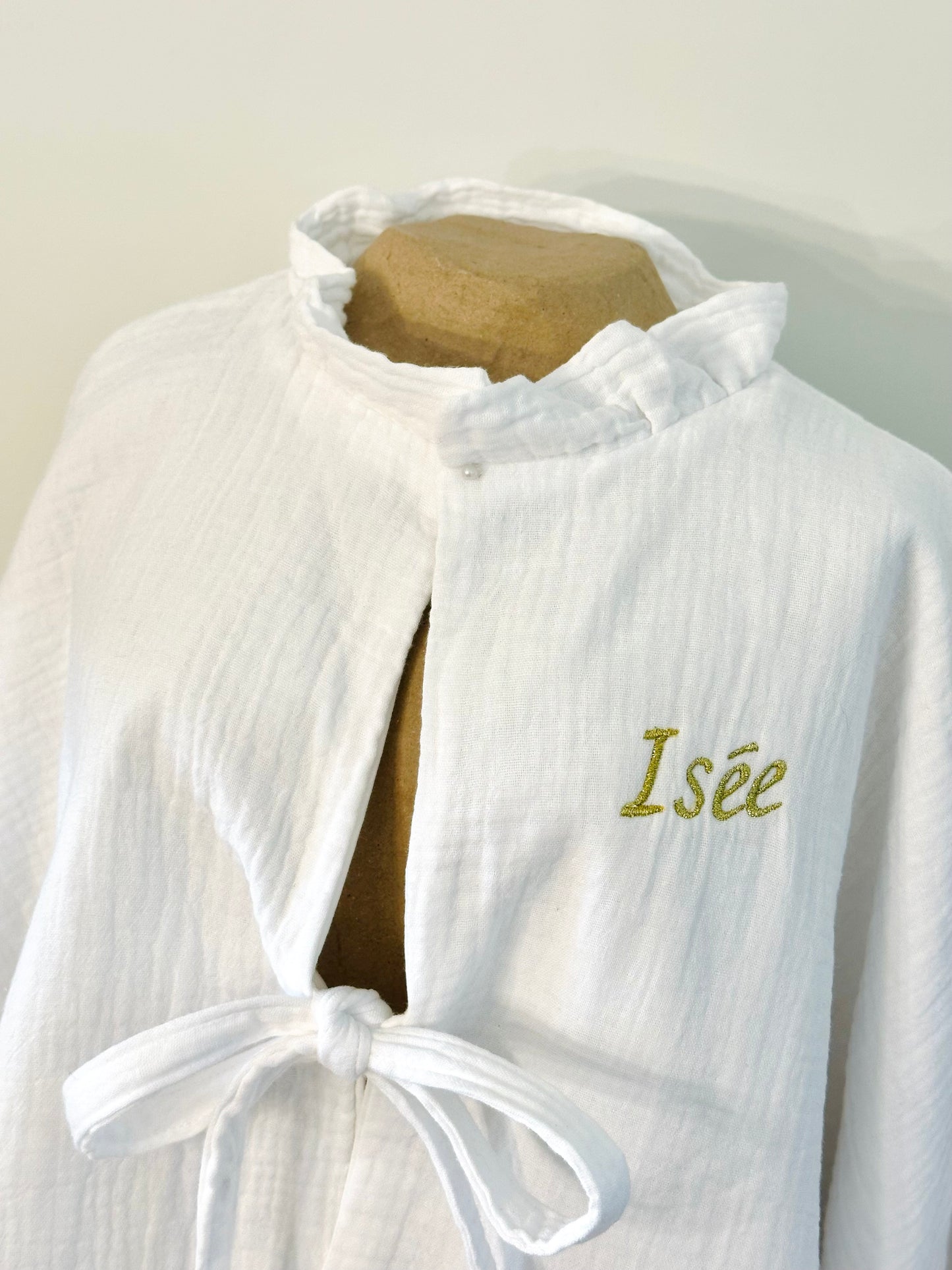 Cape de baptême enfant blanche en gaze de coton (SUR COMMANDE)