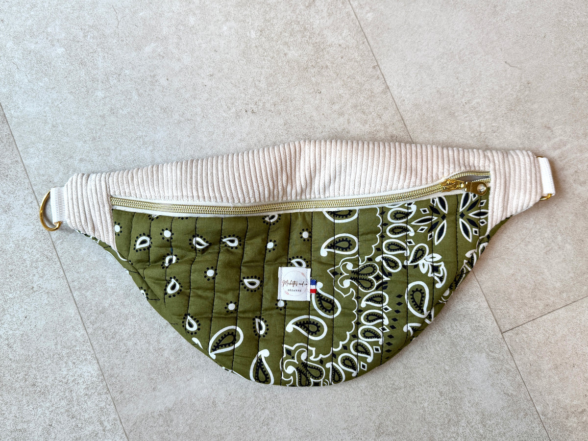 Sac Banane velours côtelé Vert par Michettes and co
