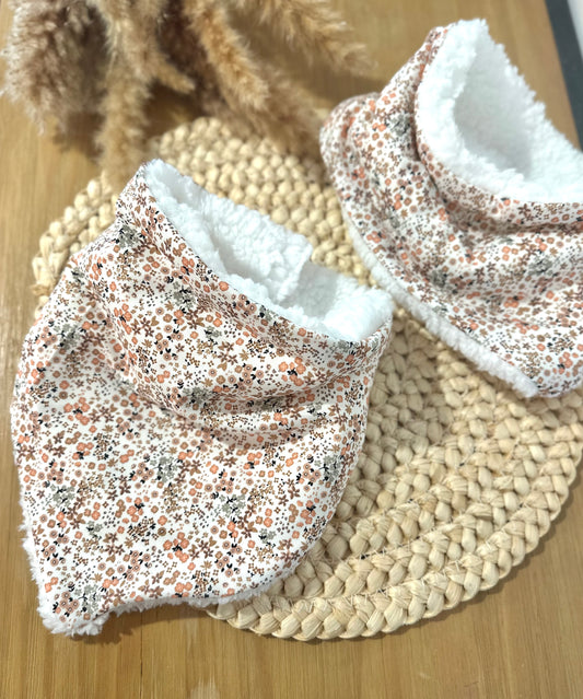 Bandana - Snood / cache cou enfant - Thème petites fleurs roses