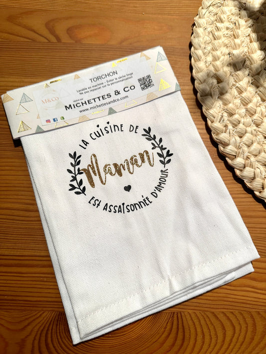 Torchon personnalisé blanc - idée cadeau