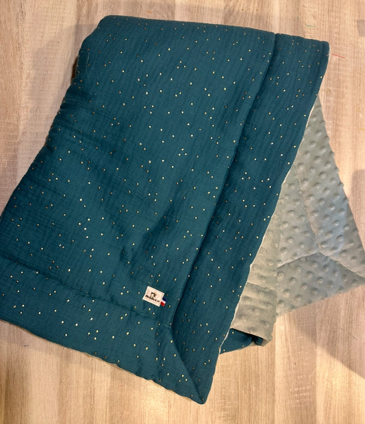 Couverture gaze de coton et en polaire minky avec prénom brodé (sur commande)