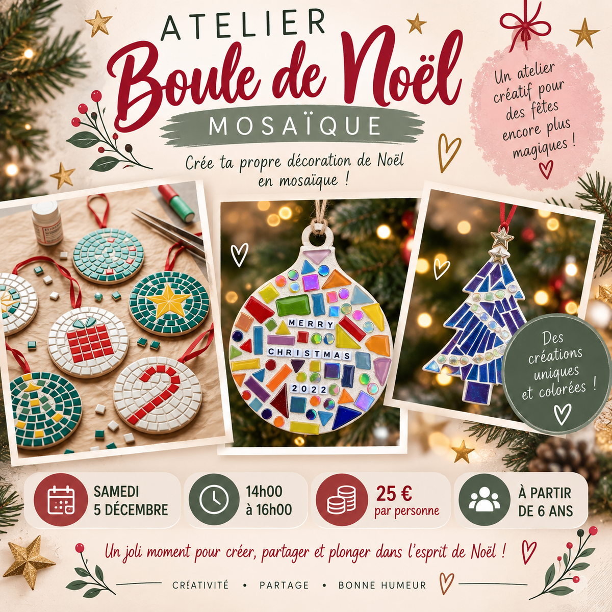 Atelier Mosaïque ENFANT par Michettes and co - Samedi 5 Décembre - 14h-16h