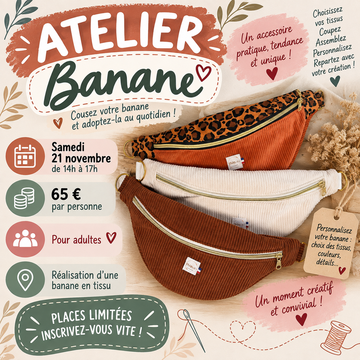 Atelier Couture ADULTE par Michettes and co - Samedi 21 Novembre  - 14h00-17h00