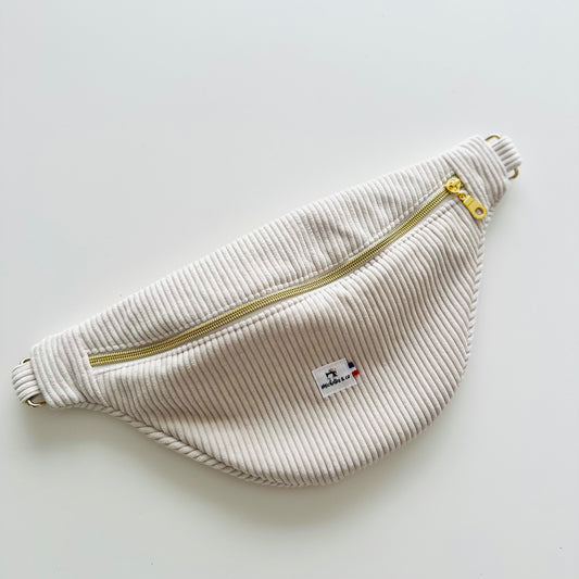 Les bananes Velours côtelé beige avec anse - sur commande