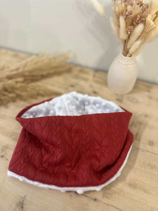 Snood / cache cou enfant effet jacquard rouge