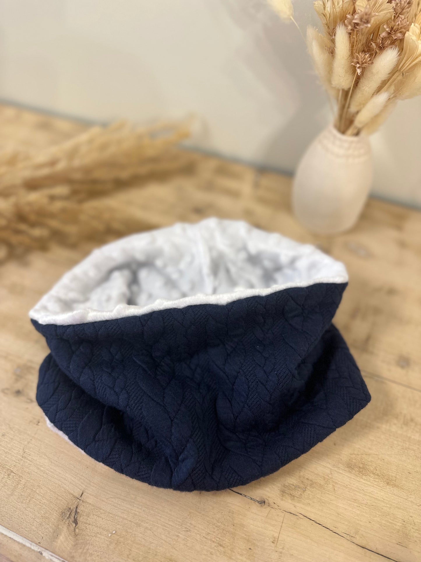 Snood / cache cou enfant effet jacquard  bleu marine