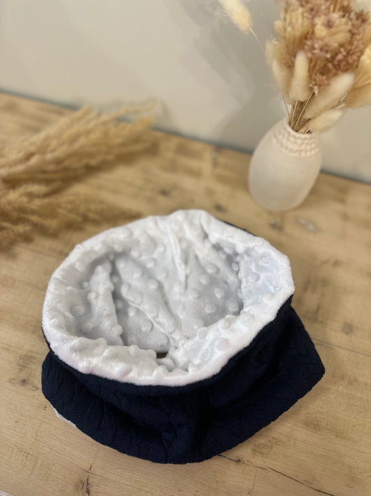 Snood / cache cou enfant effet jacquard  bleu marine
