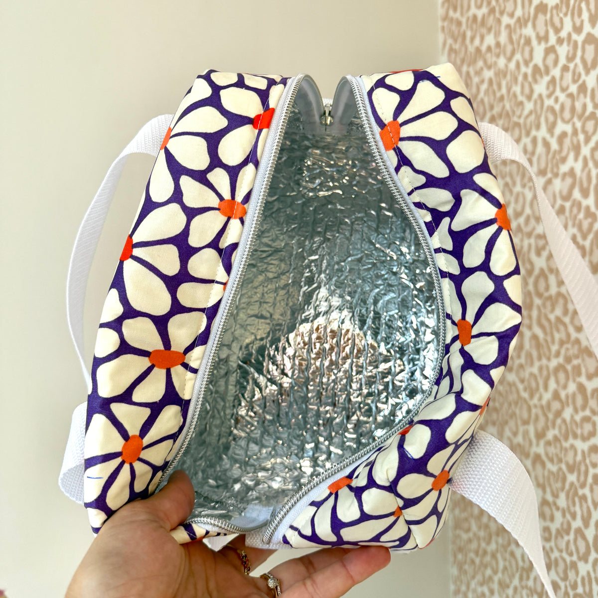 Lunch bag marguerite violette - isotherme par Michettes and co