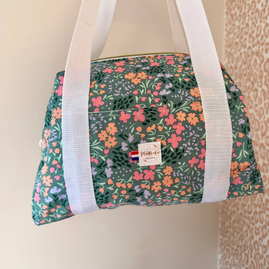 Lunch bag liberty vert -  isotherme par Michettes and co