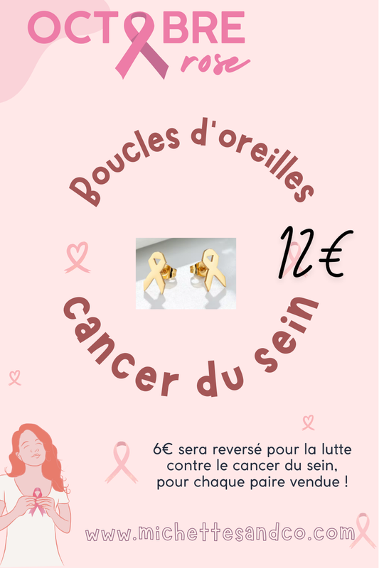 Boucles d'oreilles acier inoxydable -  Octobre rose